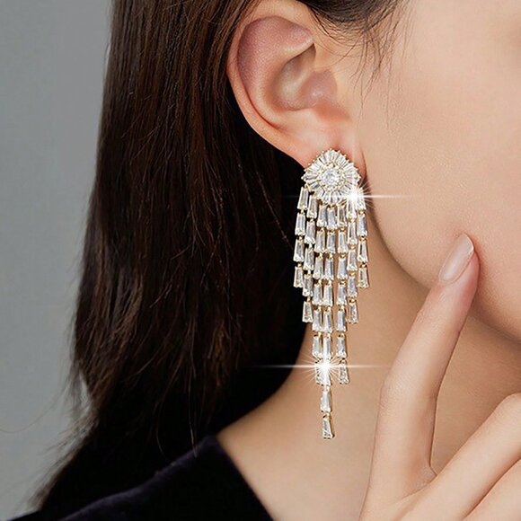 Gold Preppy Women's Tassel Dangle Earrings - Picture 1 of 6